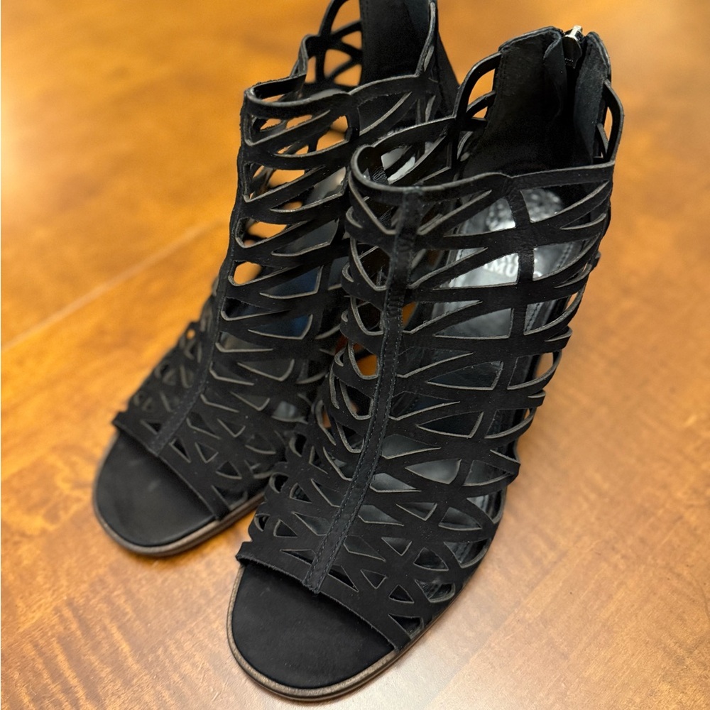 Vince Camuto Kevston Black Caged Heels Sz10
